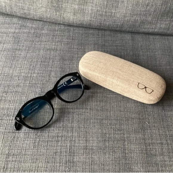 DEREK CARDIGAN | blue reflect lens black frame computer glasses - Picture 1 of 2